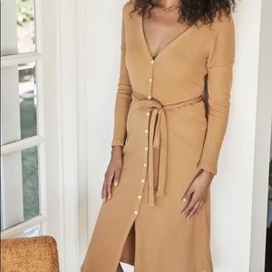 EUC vetta long cardigan ribbed mustard XS